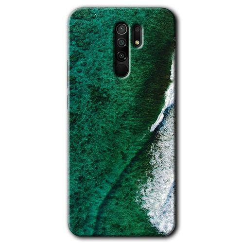 Xiaomi Redmi 9 Kılıf Baskılı Kapak - Yeşil Okyanus + 5D Tam Kaplayan Cam