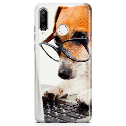 Huawei P30 Lite 2020 Kılıf Gözlüklü Terrier Arka Kapak Koruma Desenli Full Koruyucu