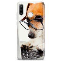 Huawei P30 Lite 2020 Kılıf Gözlüklü Terrier Arka Kapak Koruma Desenli Full Koruyucu