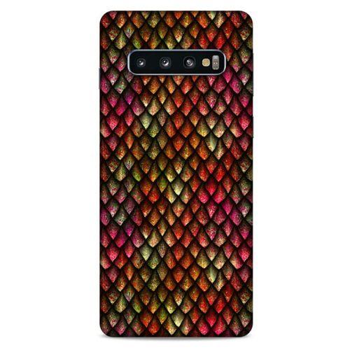 Samsung Galaxy S10 Kılıf Dragons (8) Baskılı Kılıf Ejderha Deri Pembe