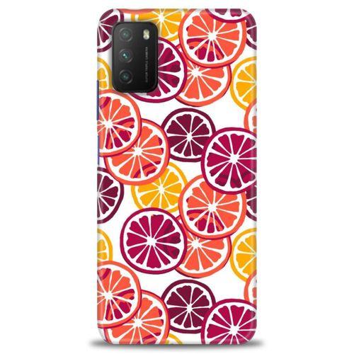 Xiaomi Poco M3 Kılıf HD Baskılı Kılıf - Bordo Limon Dilimleri + Tam Ekran Koruyucu