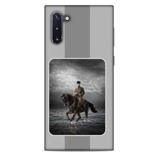 Samsung Galaxy Note 10 Kılıf Atatürk (39) Liquid Crystal Kılıf Gri Şerit