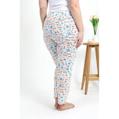 Kadın Pamuklu Büyük Beden Alt Pijama Ekru