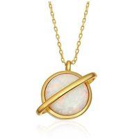 Gümüş Gold Opal Taşlı Gezegen Bayan Kolye