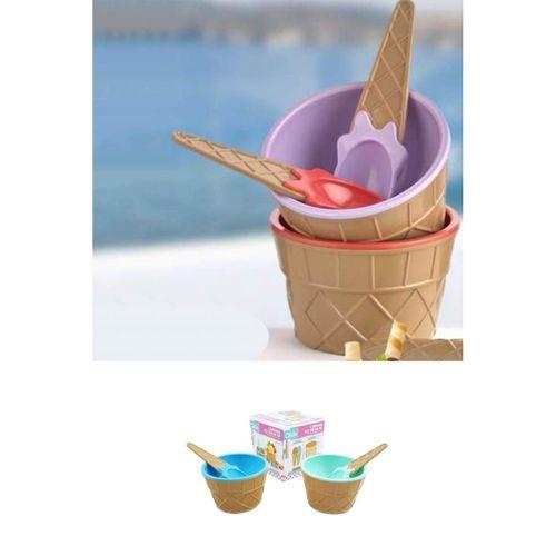 Dekoratif Külah Şekilli Renkli Dondurma Servis Kasesi Kaşığı